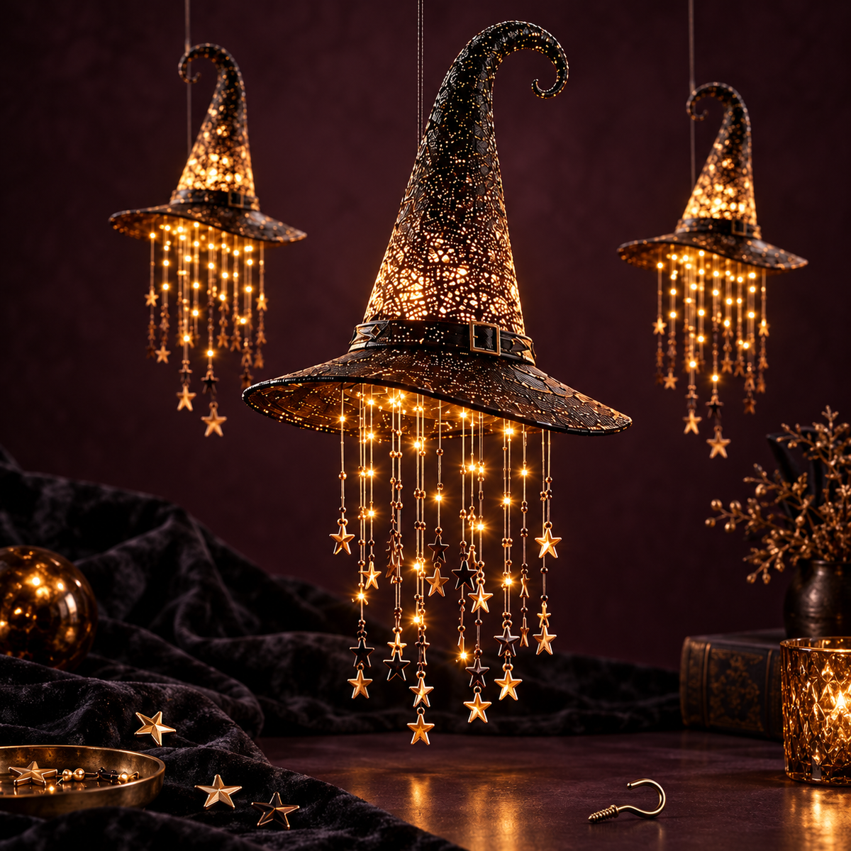 Lighted Witch Hat Hanging Chime
