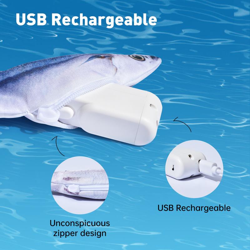 3 Pack Bitesized Realistic Flopping Fish Cat Toys, Interactive Cat toys