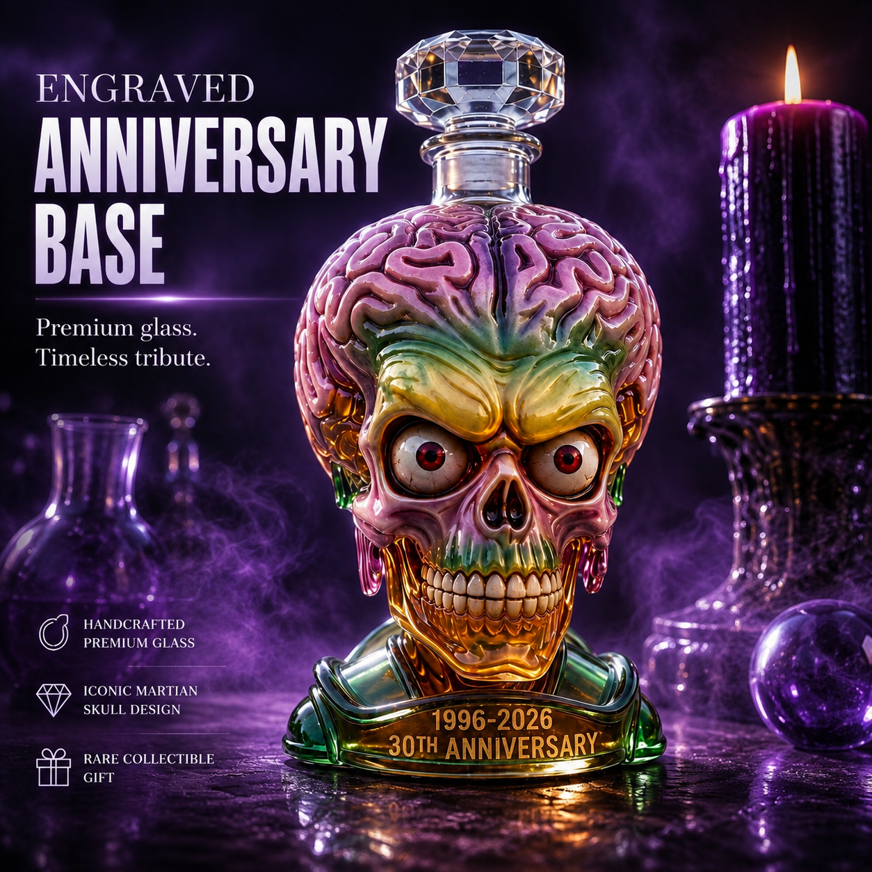 🧠 Alien Skull Glass Liquor Decanter