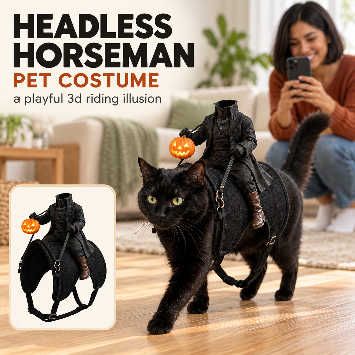 Puptailor Headless Horseman Pet Halloween Costume for Cat & Dog