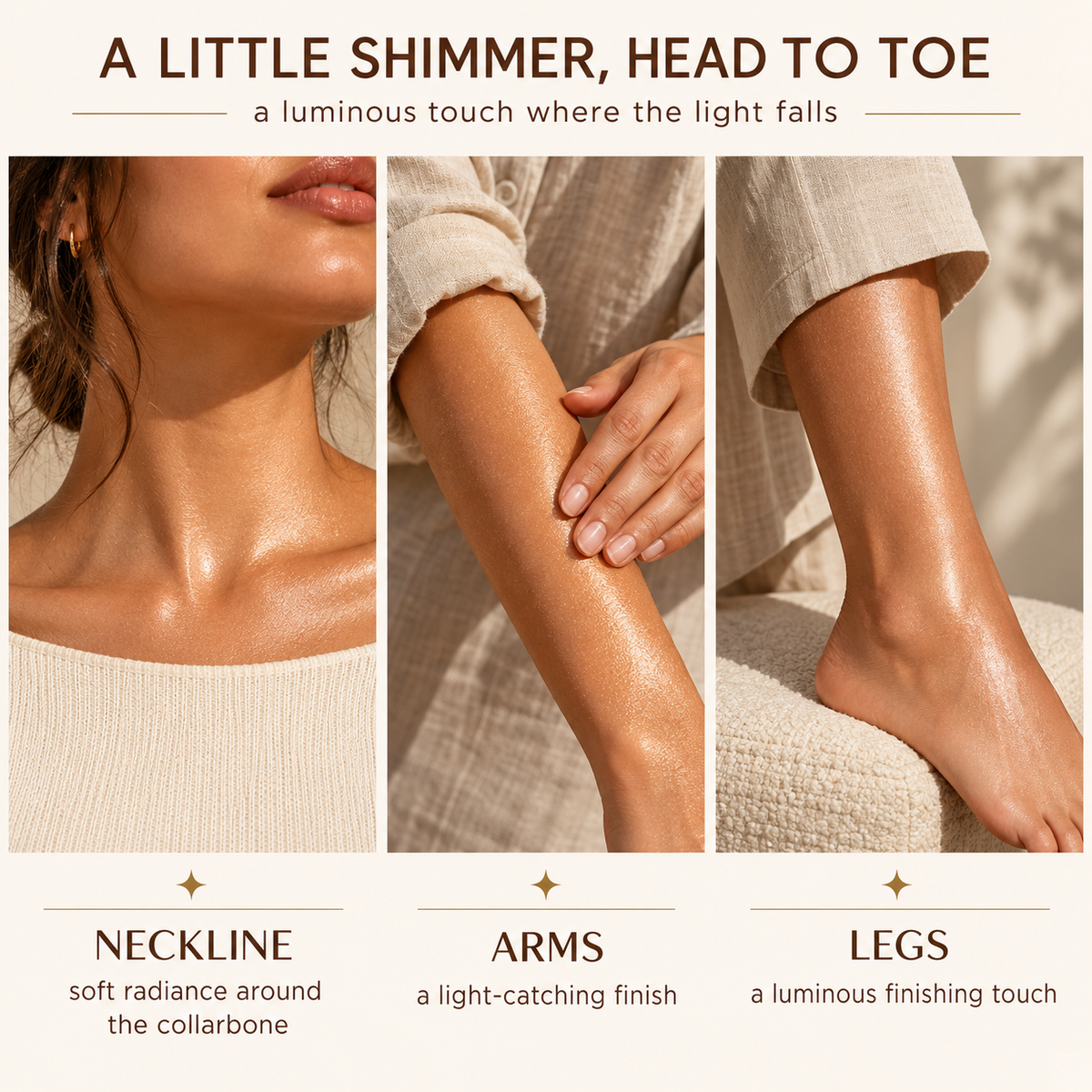 Body Glow Shimmer Oil, Caramel Bronze & Golden Nectar, 3.3 fl oz