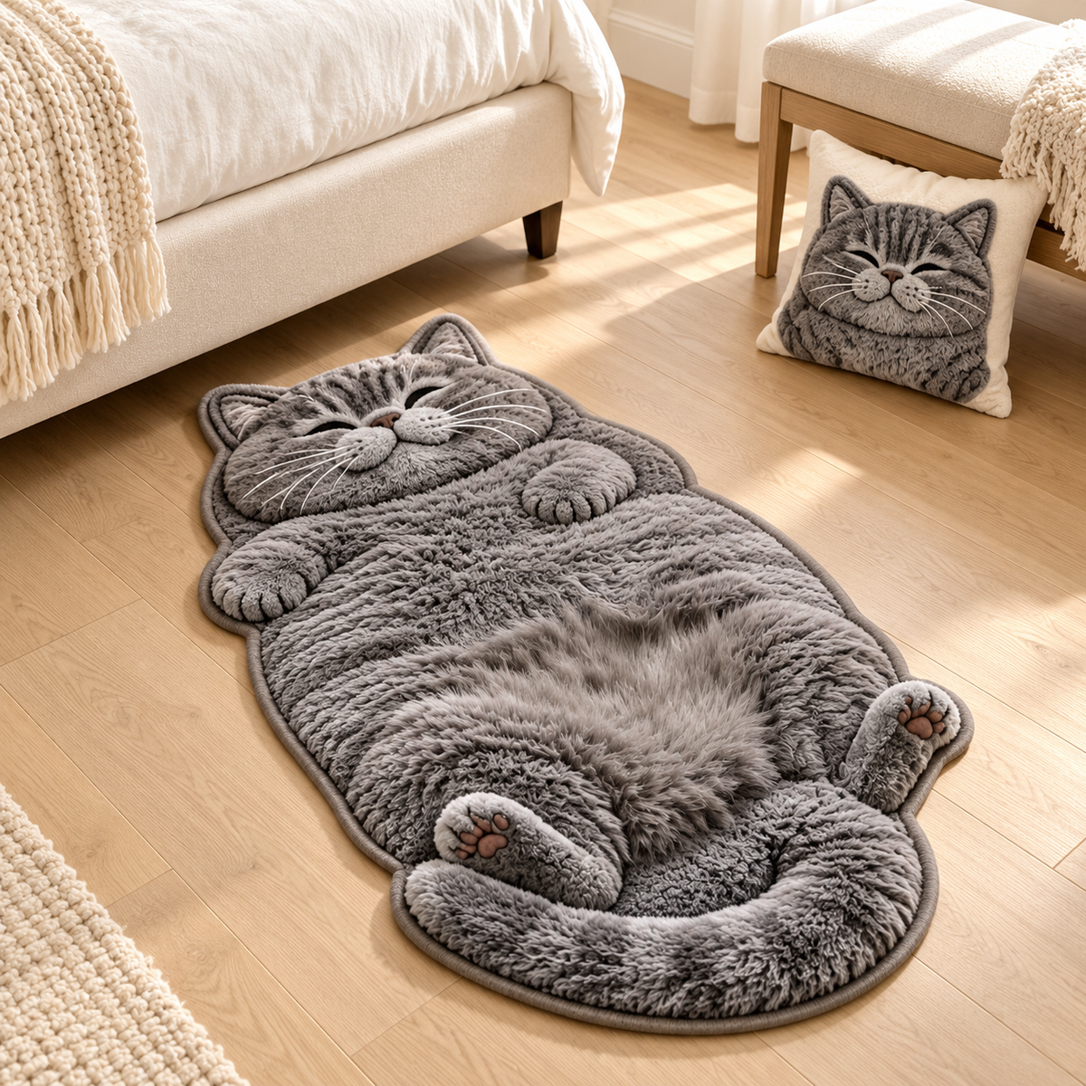 Chubby Tabby Cat Shaped Rug 🐱🤎
