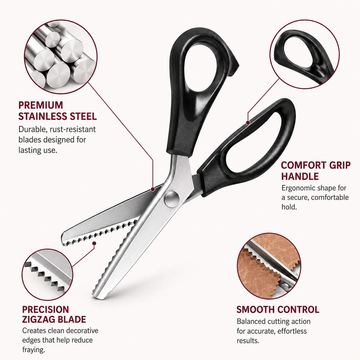 Stainless Steel Zig Zag Scissors with Serrated Teeth - Perfect for DIY Crafts✂️