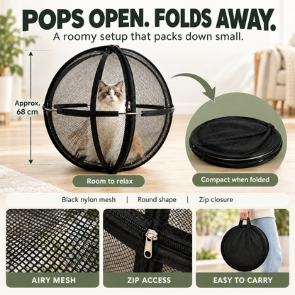 Portable Outdoor Cat Enclosure Mesh Ball Cat Cage