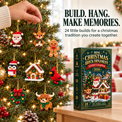 ⏳ Last day to save 49% – 🎄 24-Day Mini Christmas Ornament Advent Calendar | 24 unique festive buildable designs with hanging loops—perfect for decorating Christmas trees, wreaths, and holiday displays 🧱