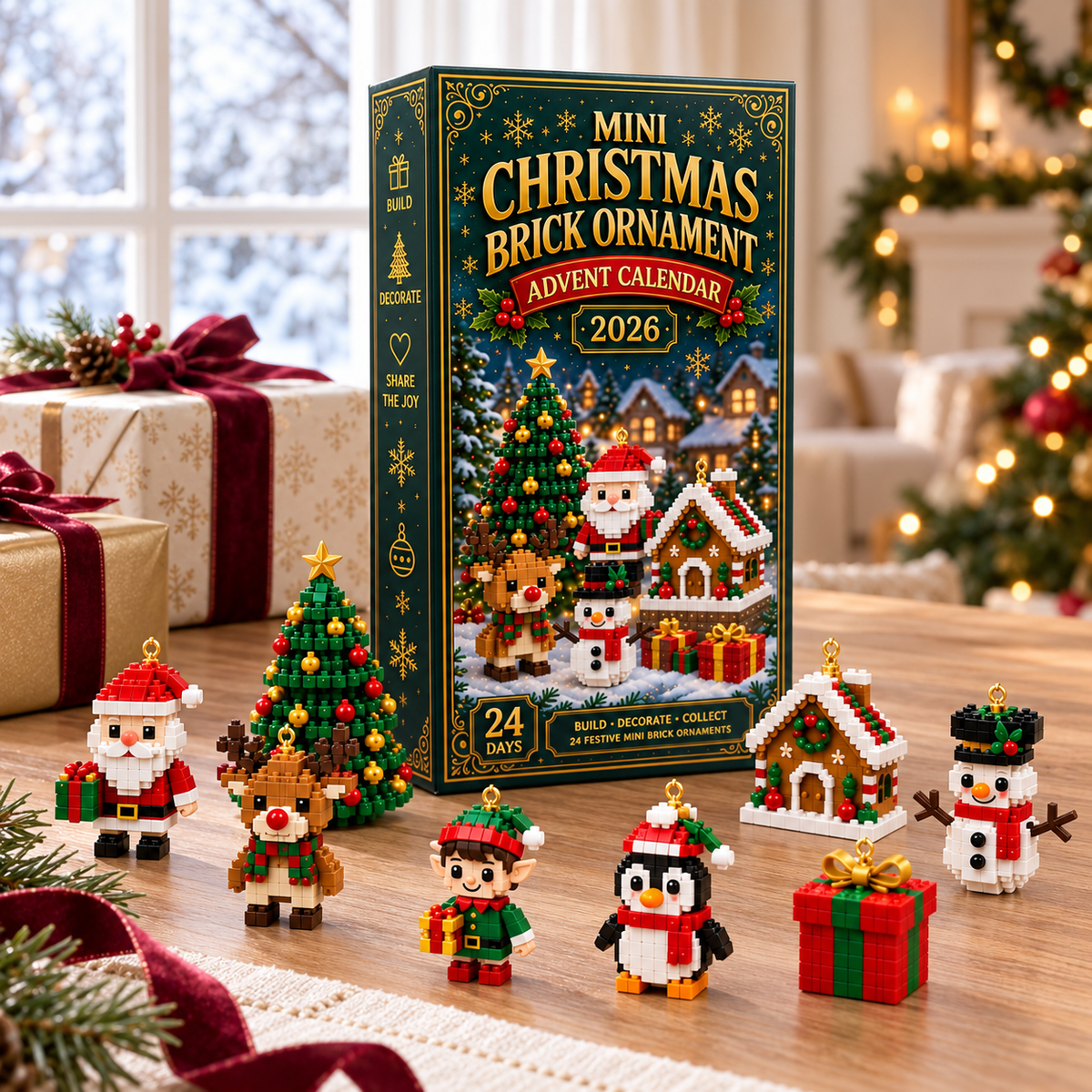 ⏳ Last day to save 49% – 🎄 24-Day Mini Christmas Ornament Advent Calendar | 24 unique festive buildable designs with hanging loops—perfect for decorating Christmas trees, wreaths, and holiday displays 🧱