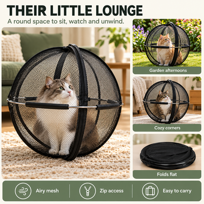 Portable Outdoor Cat Enclosure Mesh Ball Cat Cage
