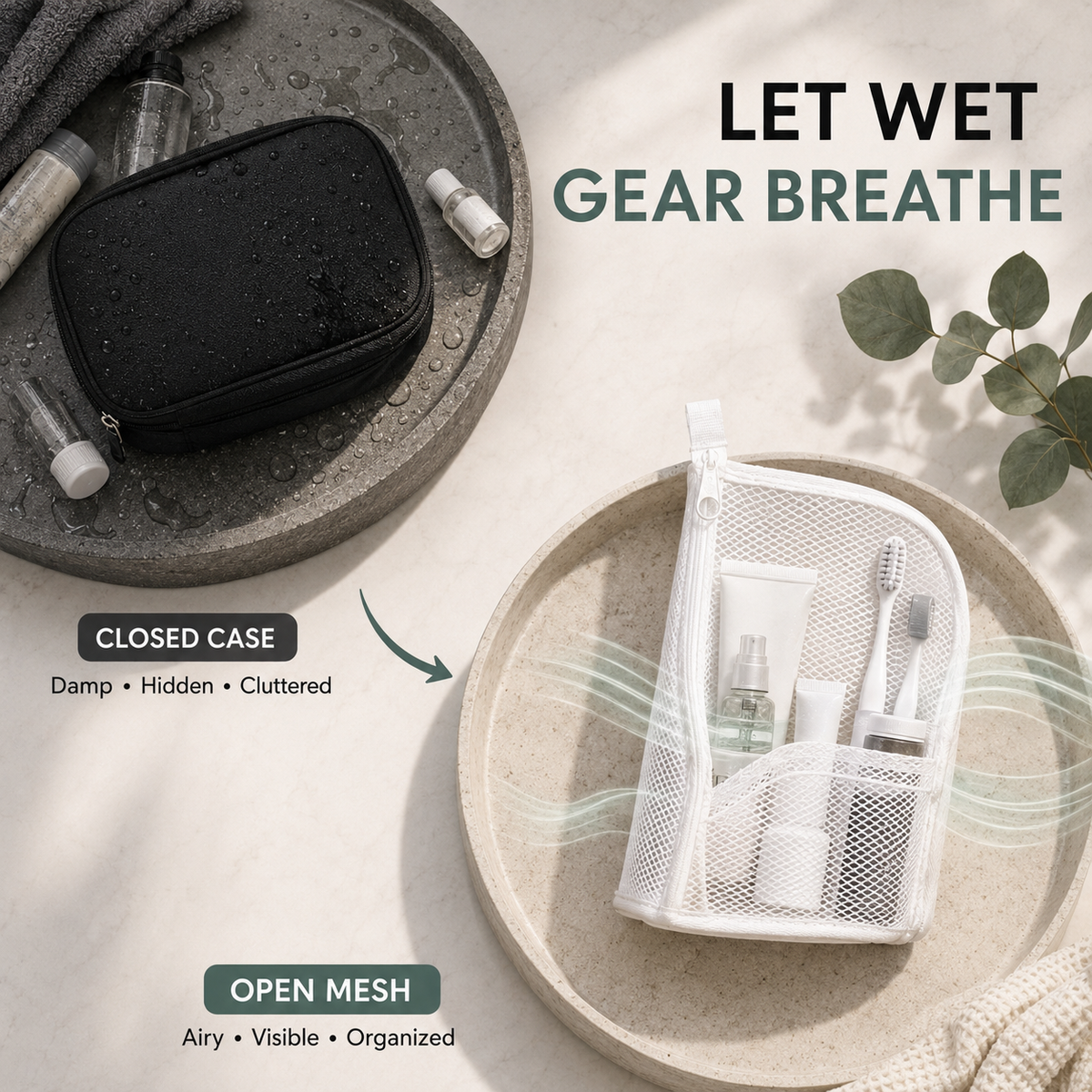 🧼 2-Pack Portable Quick-Dry Mesh Toiletry Bags – Hanging Travel Organizers with Toothbrush Slots