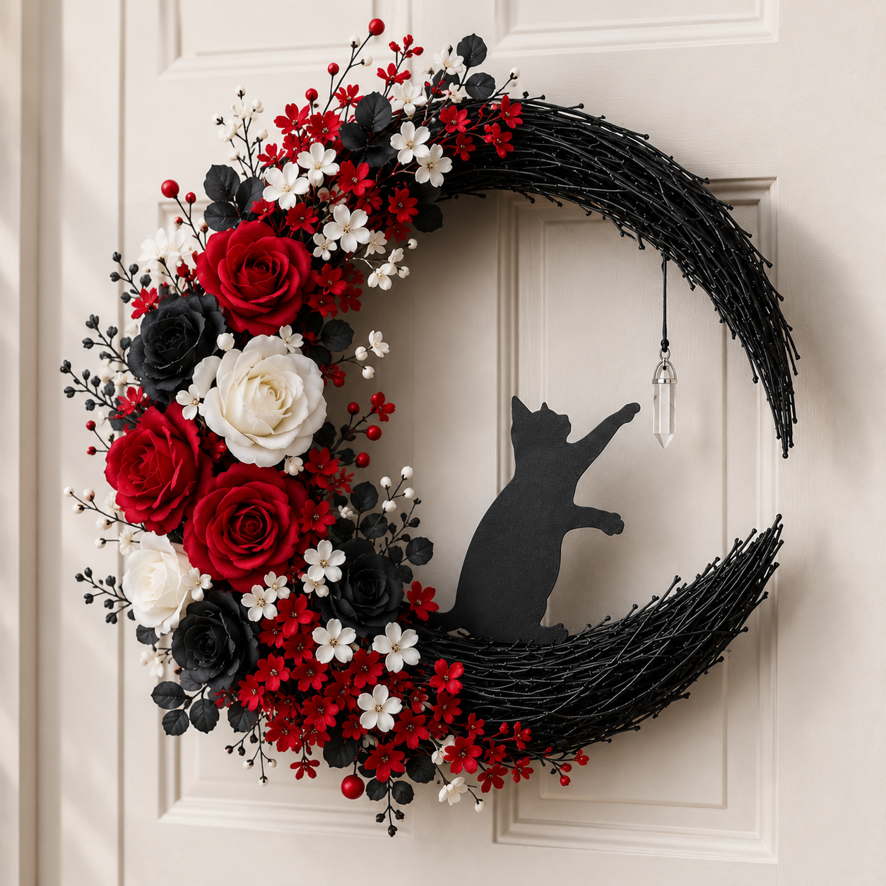 ✨Handmade Halloween Cat Wreath🐈‍⬛🌙
