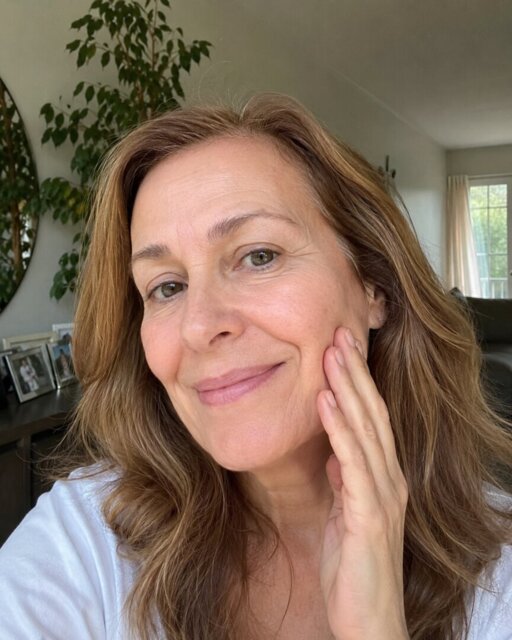 Customer wearing foundation