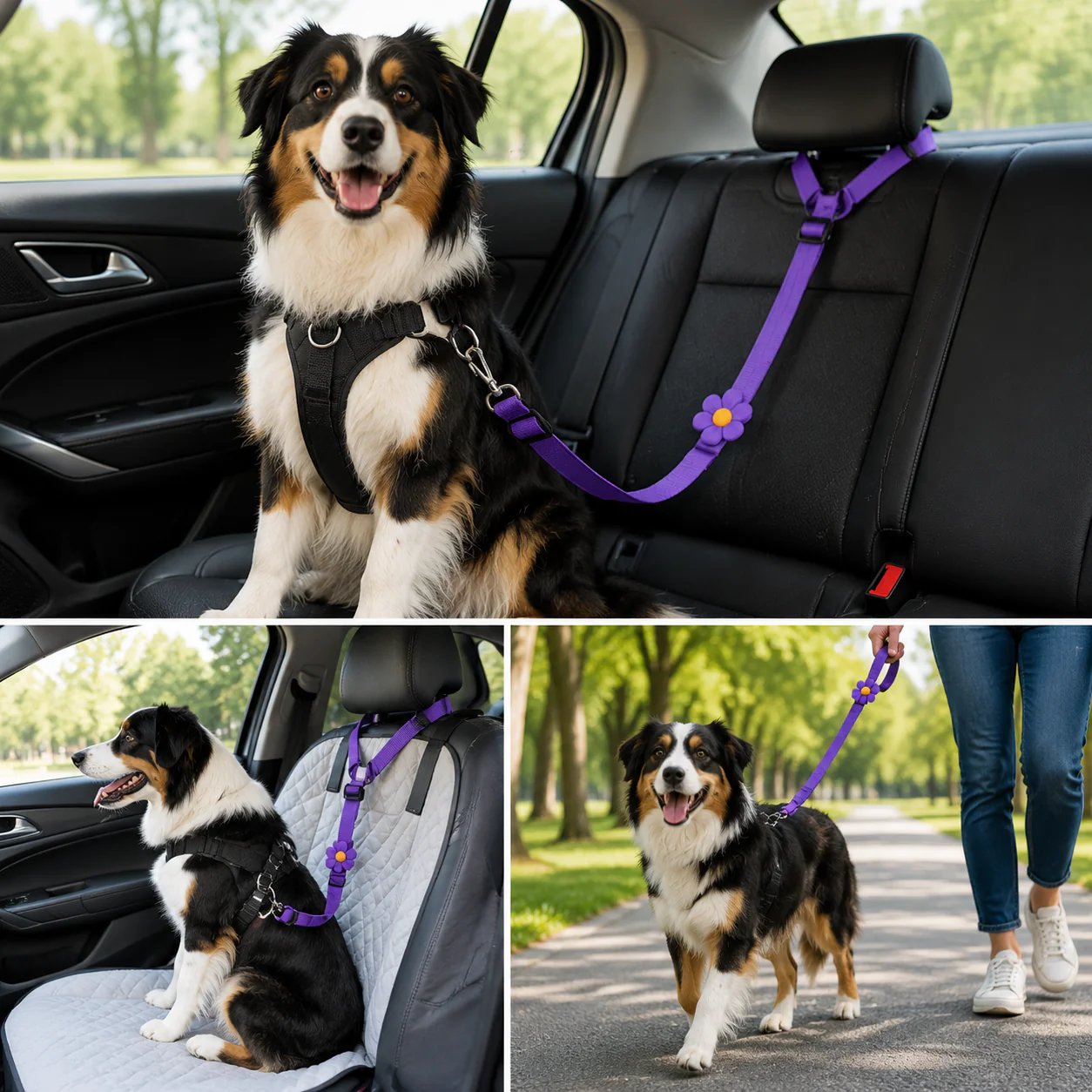 2-in-1 Dog Car Seat Belt & Walking Leash