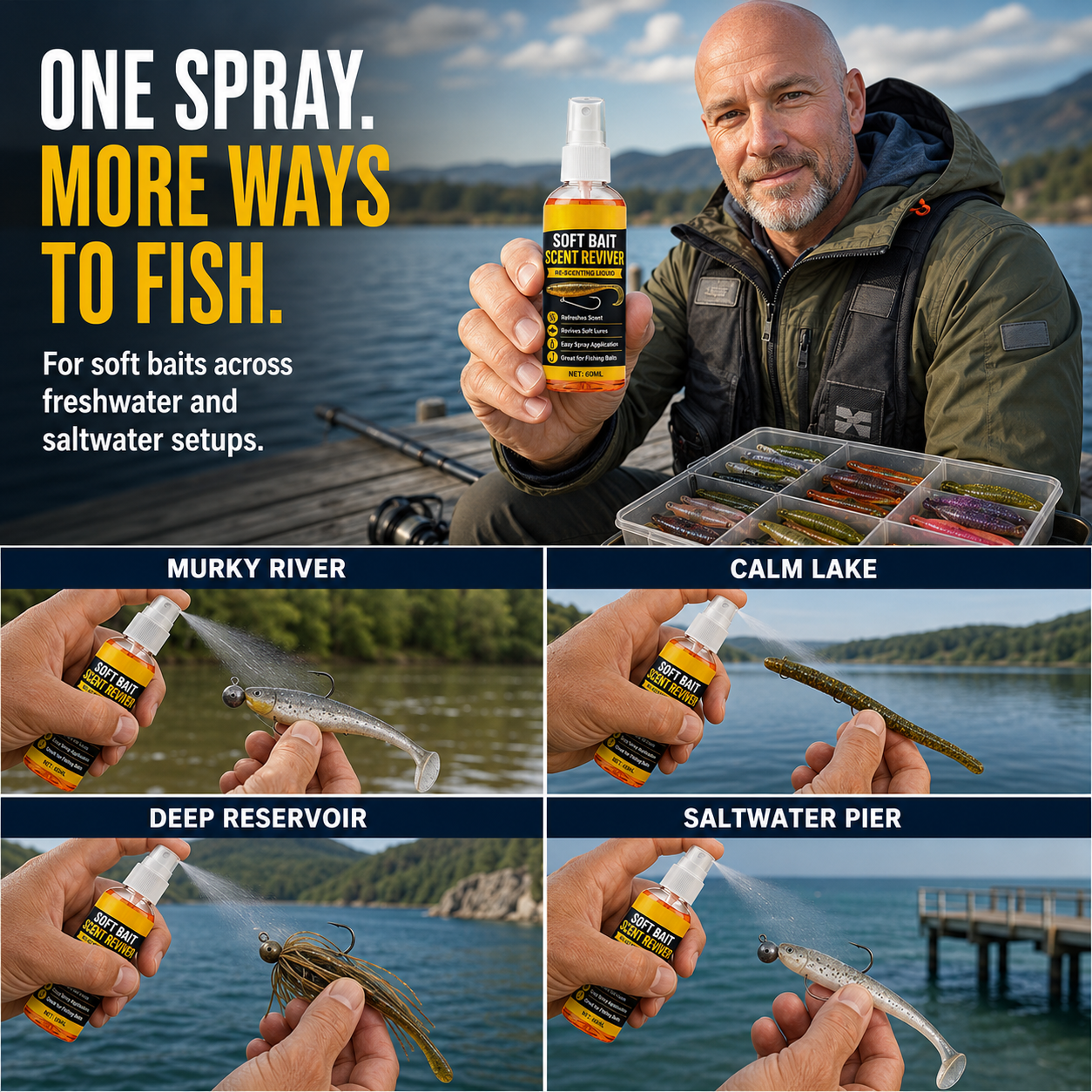 Soft Bait Scent Spray – Instant Fish-Attracting Reviver