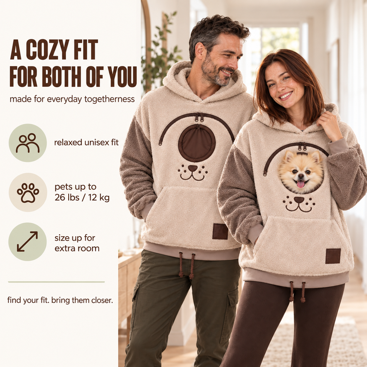 ⏰LAST DAY 50% OFF 🐾 Cozy Pet Carrier Hoodie — Built-In Pouch for Cats & Small Dogs
