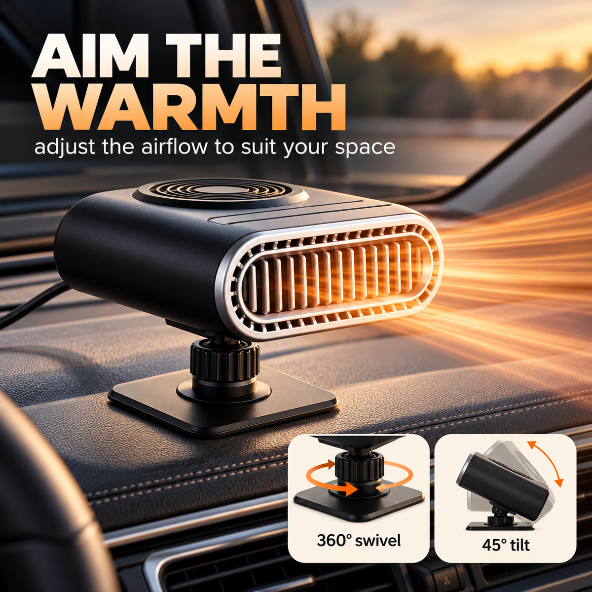 Stycove 12V Portable Car Heater with Adjustable Demister and Window Defroster
