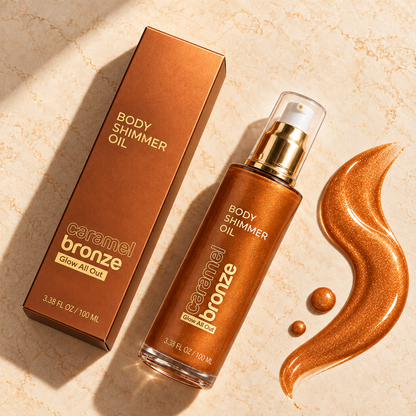 Body Glow Shimmer Oil, Caramel Bronze & Golden Nectar, 3.3 fl oz