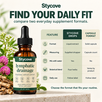Stycove Lymphatic Drainage Drops | 4-Botanical Daily Lymphatic Support, Alcohol-Free & Vegan, 2 Fl Oz