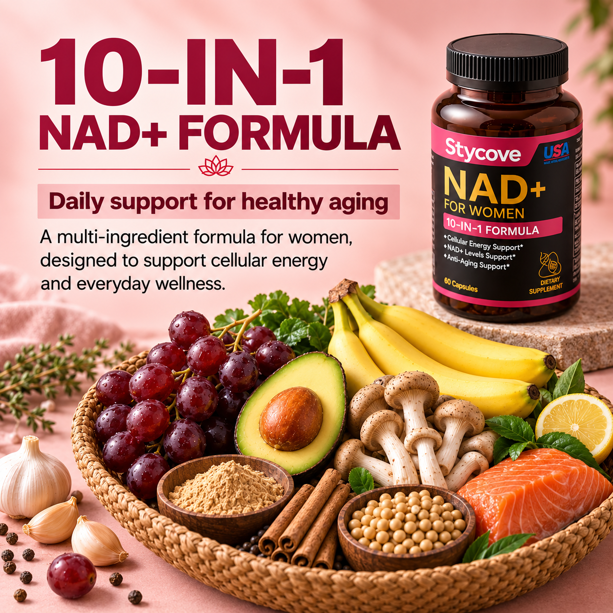NAD+ Supplements for Woman Anti-Aging,Wrinkle Defense Capsules
