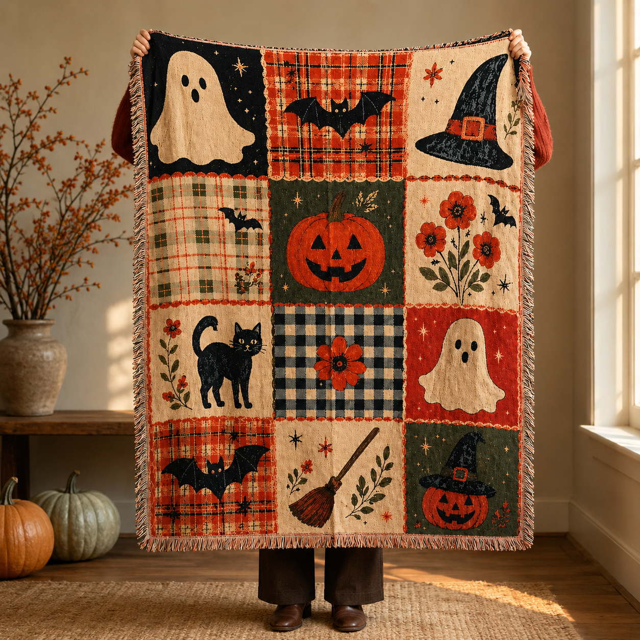 Multi-Function Woven Tassel Blanket, 130x160cm