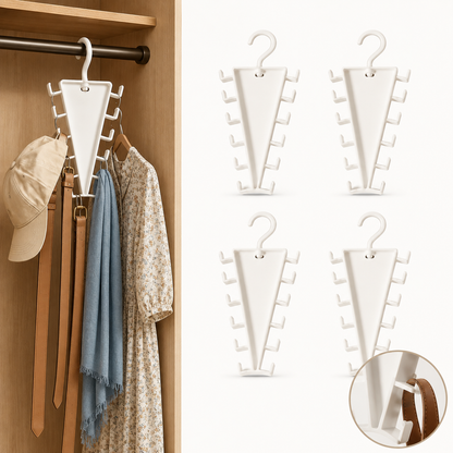V-Shaped 12-Hook Rotating Closet Organizer, Space-Saving Hanger for Shirts, Pants, Scarves & Accessories