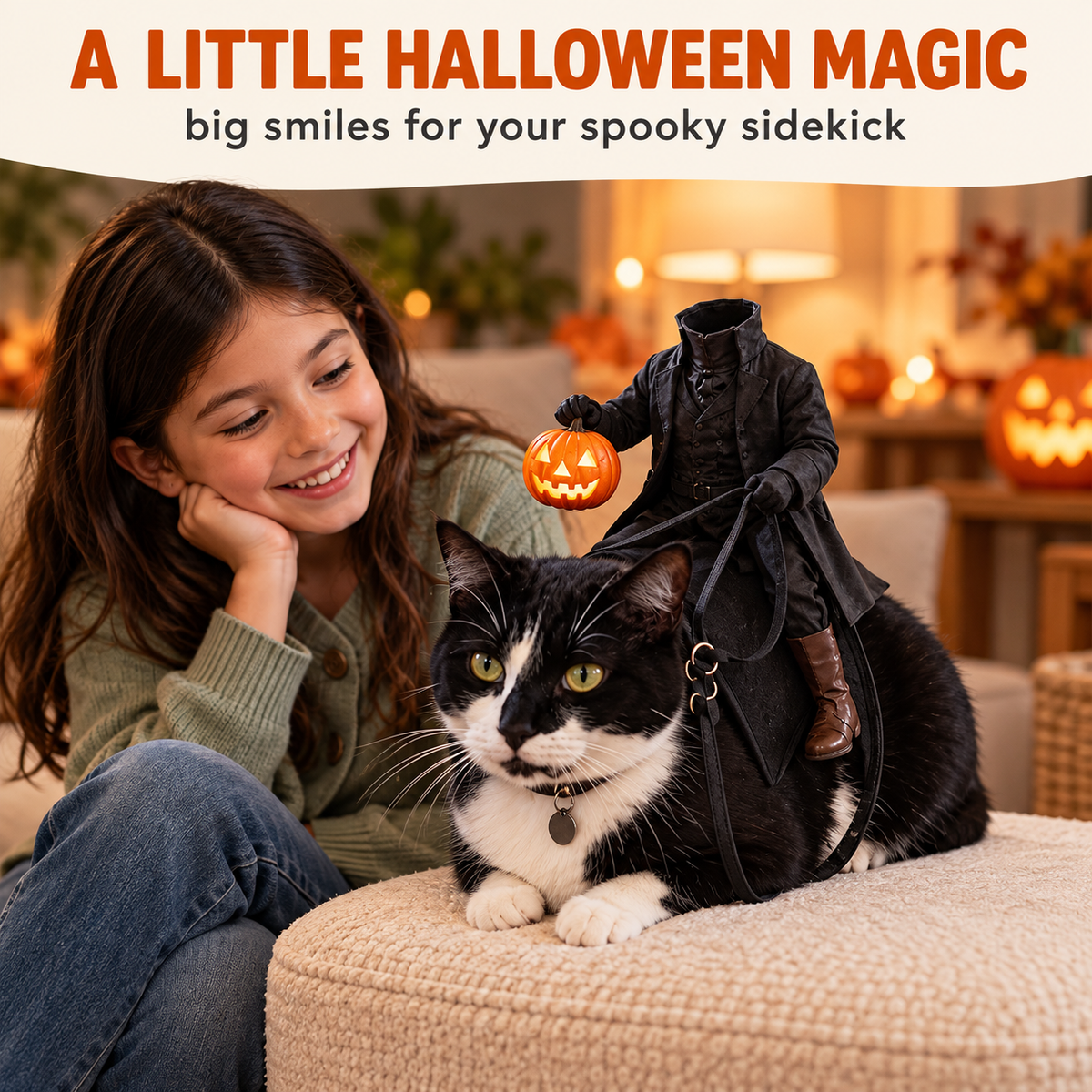 Puptailor Headless Horseman Pet Halloween Costume for Cat & Dog
