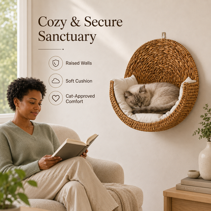 🐱 Purrfectly Cozy Handwoven Hanging Cat Bed