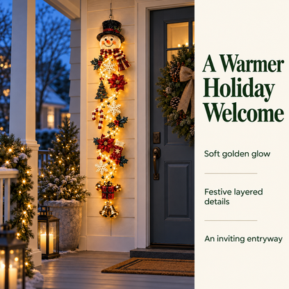 🎄 Glowing Christmas Door Hanger | 6 Festive Lighted Designs with Warm Glow, Dimensional Details & Space-Saving Vertical Décor ✨