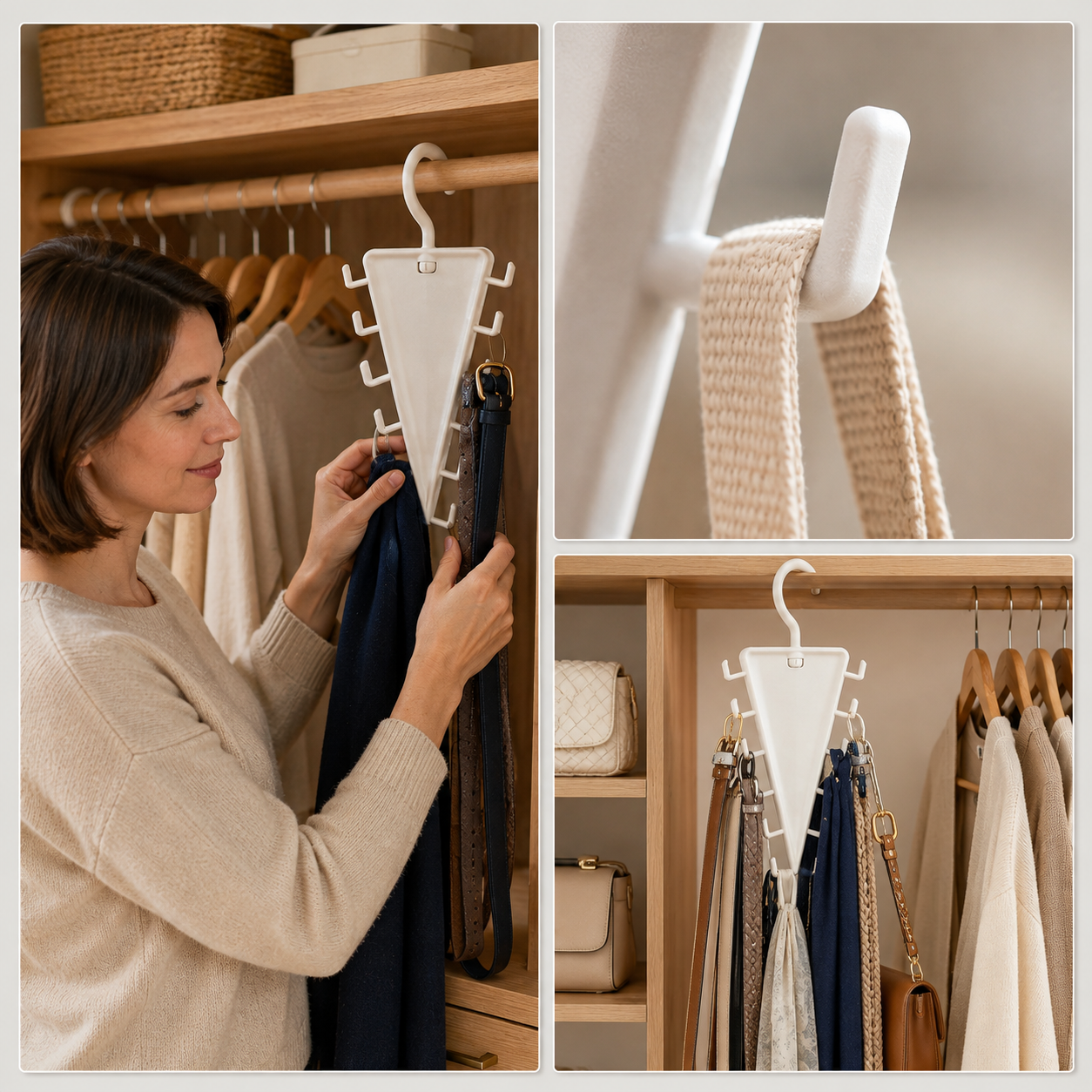 V-Shaped 12-Hook Rotating Closet Organizer, Space-Saving Hanger for Shirts, Pants, Scarves & Accessories