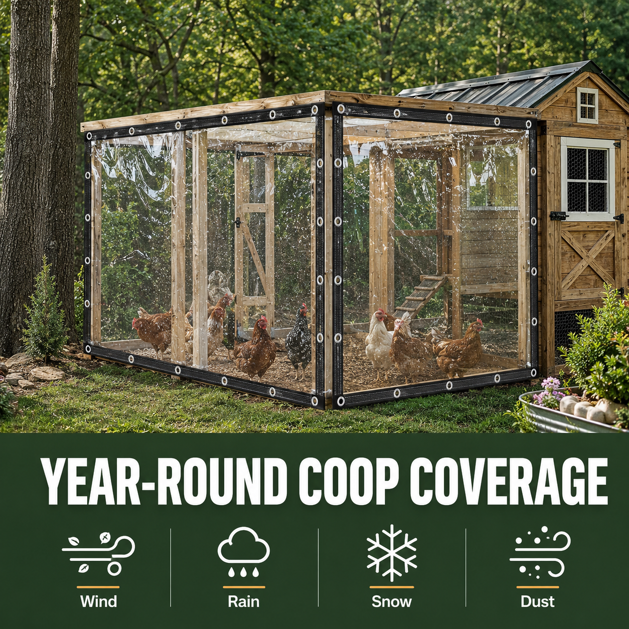 Clear Waterproof PE Tarp, Transparent Outdoor Cover with Metal Grommets🛡️