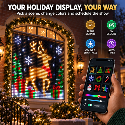 🎄 Smart RGB Pixel LED Curtain Lights | App-Controlled Dynamic Holiday Light Show for Outdoor Home Decoration