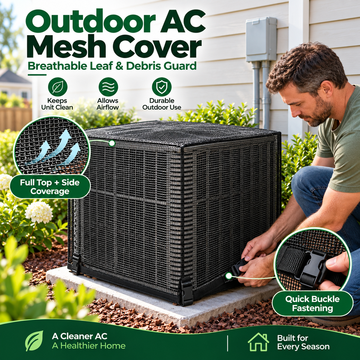 ❄️ Heavy-Duty Mesh AC Cover – All-Season Outdoor Protection