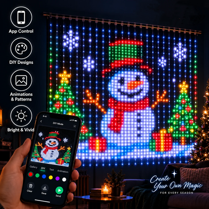 DIY LED Pixel Curtain Lights – App-Controlled Animated Christmas Display Screen