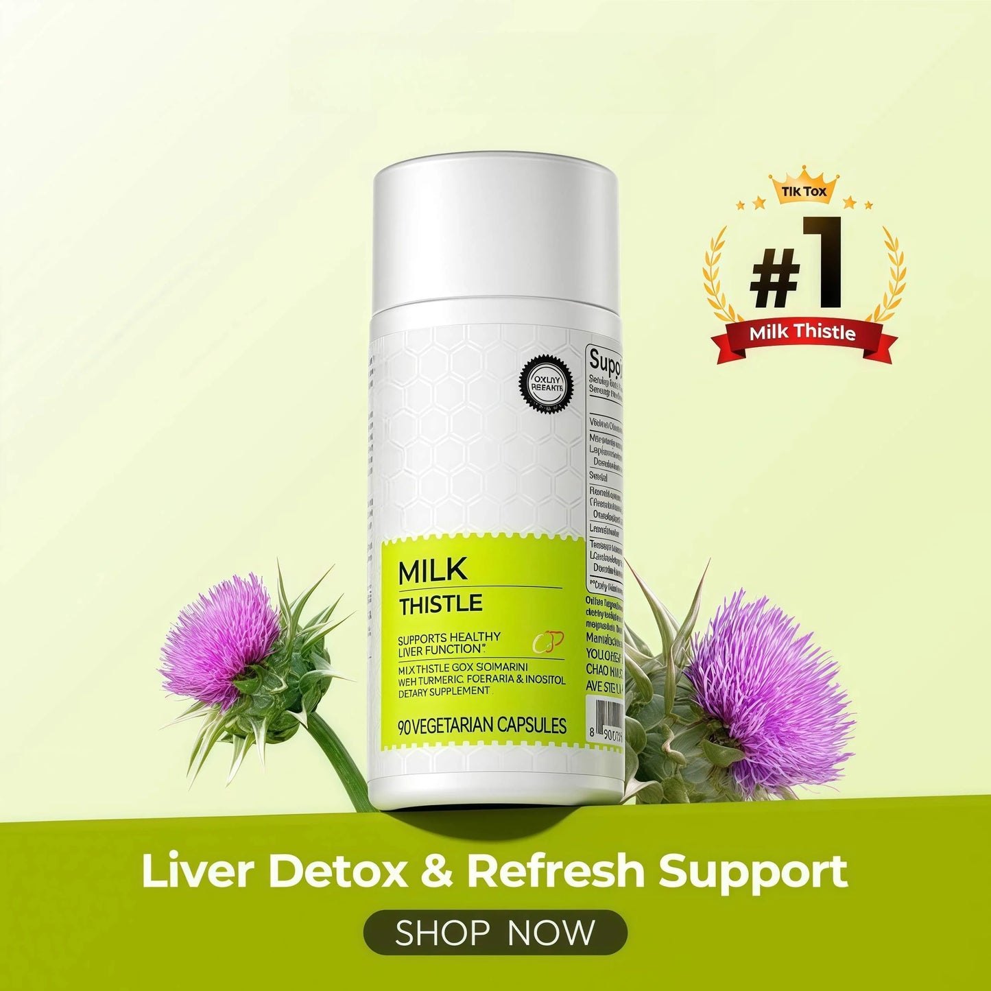 Milk Thistle Liver Detox & Colon Cleanse, Natural Liver Health Support with Kudzu Root, Turmeric, Inositol, Methionine,Vitamin C,90 Capsules silymarin