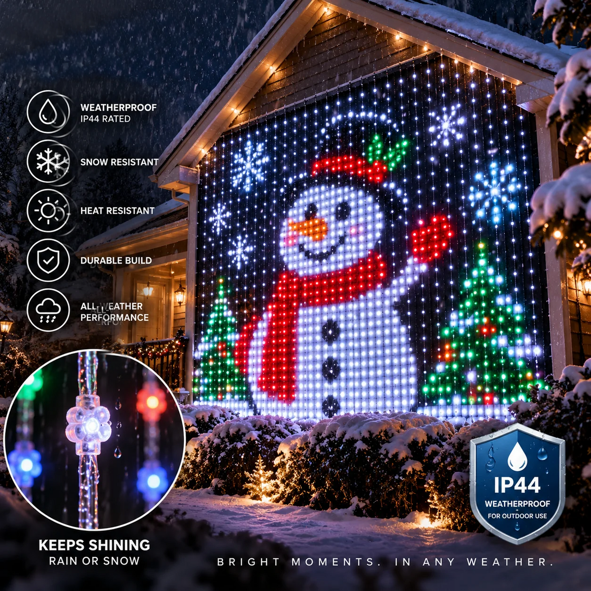DIY LED Pixel Curtain Lights – App-Controlled Animated Christmas Display Screen