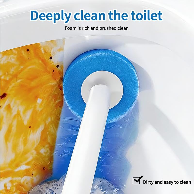 Disposable Toilet Brush Kit (No-Touch, with Refill Heads & Holder)