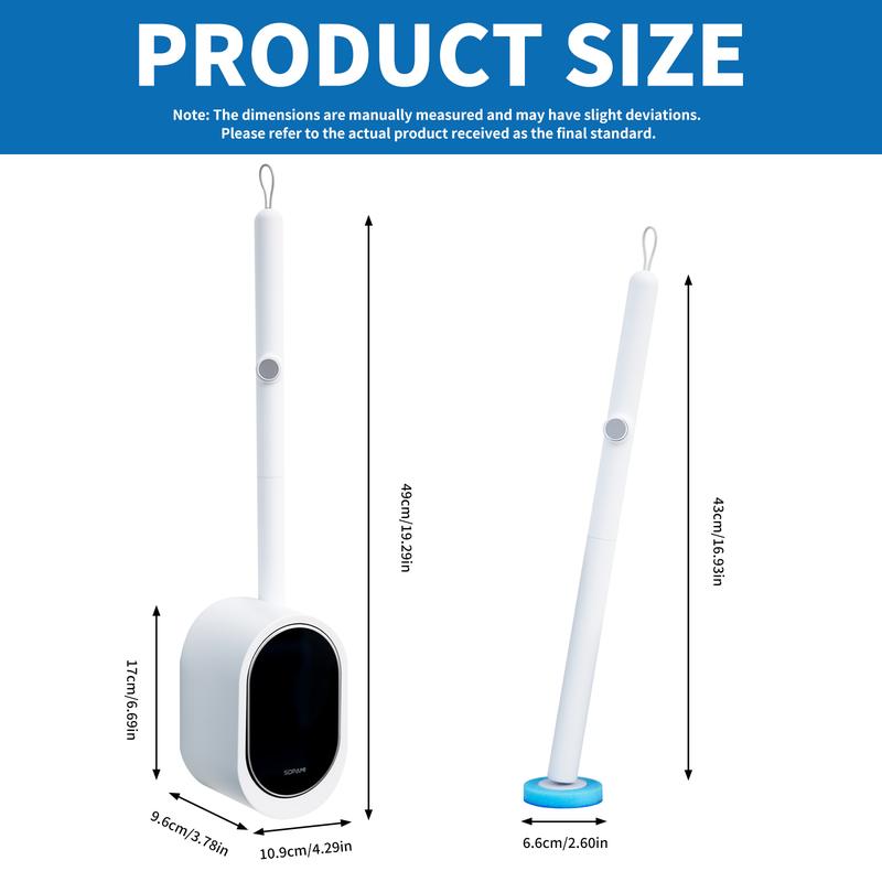 Disposable Toilet Brush Kit (No-Touch, with Refill Heads & Holder)