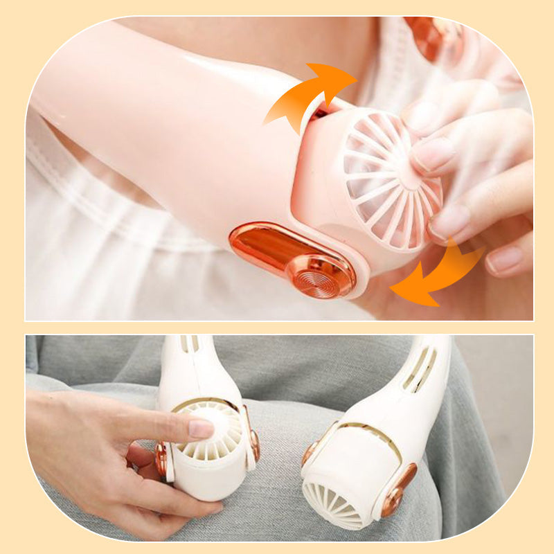 ❄️ Portable Neck Fan - 3-Sec Instant Cooling, 360° Rotating Head, 3-Speed Airflow