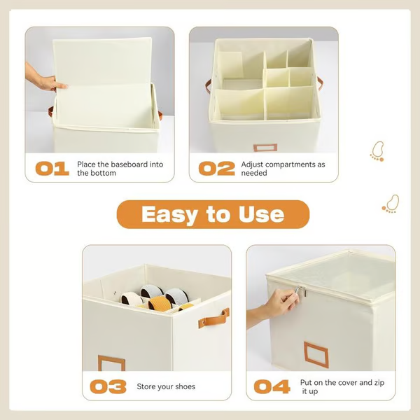Oxford Fabric Foldable Design Shoe Organizer, Storage Box